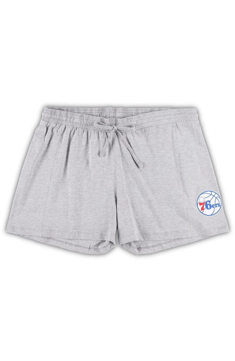 FANATICS Women's Fanatics Branded Royal/Heather Gray Philadelphia 76ers Plus Size T-Shirt & Shorts Combo Set, Alternate, color, Royal