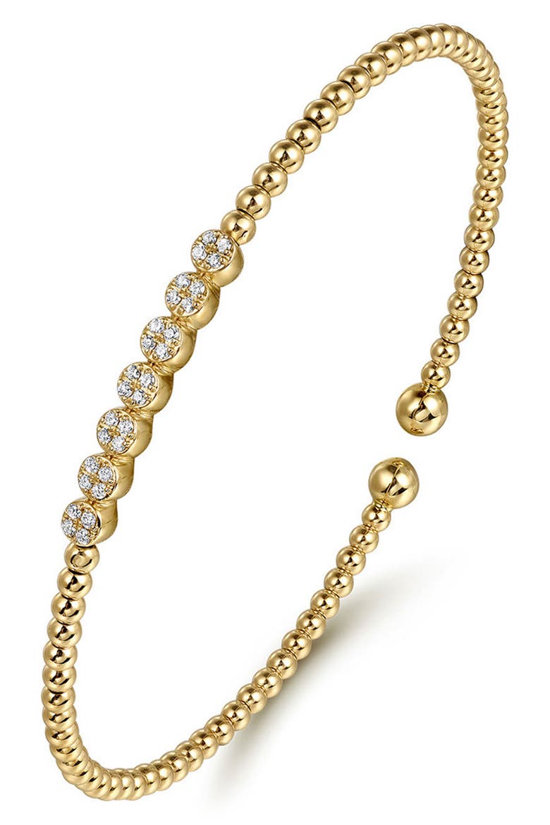 Bujukan Diamond Cluster Beaded Cuff Bracelet, Alternate, color, GOLD