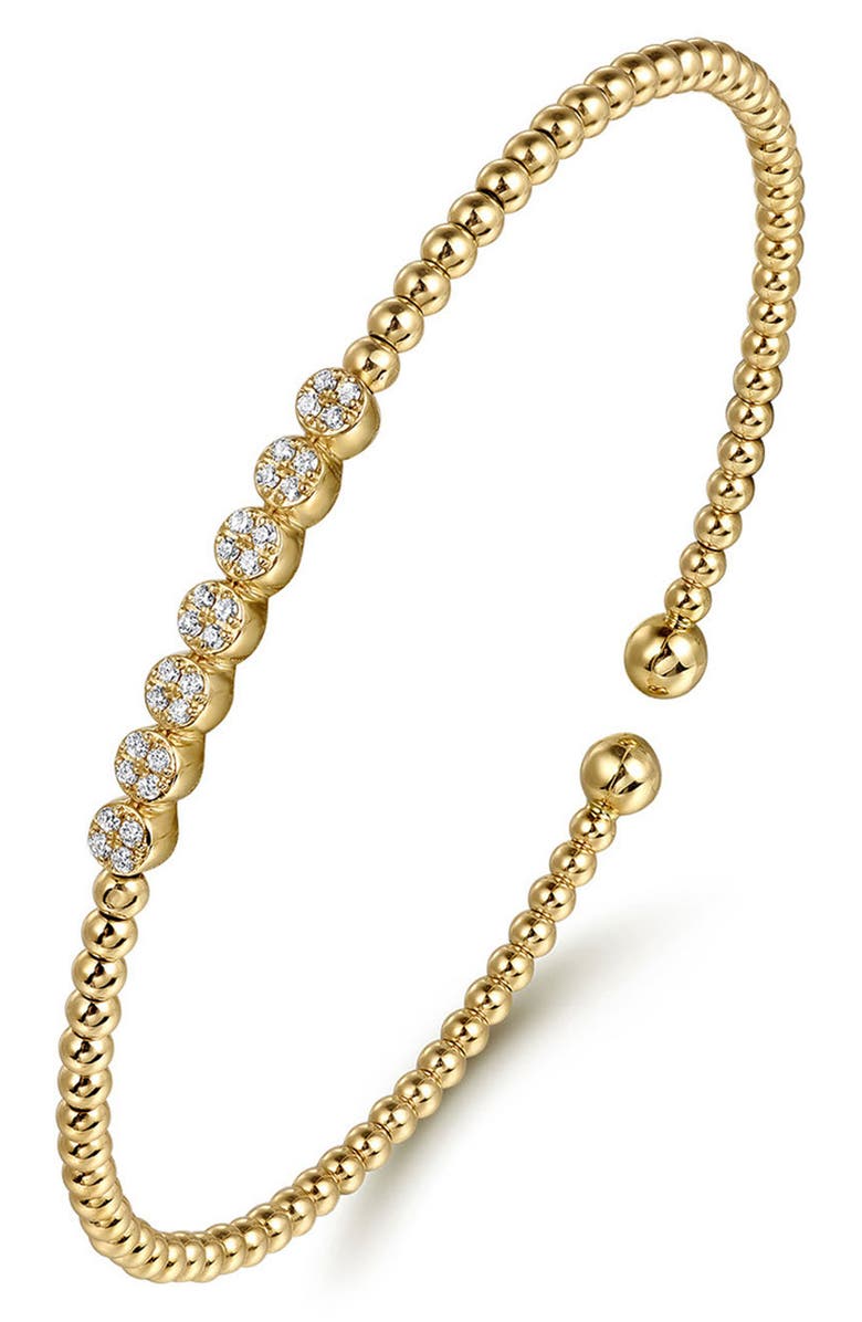 Gabriel & Co. Bujukan Diamond Cluster Beaded Cuff Bracelet, Alternate, color, Gold