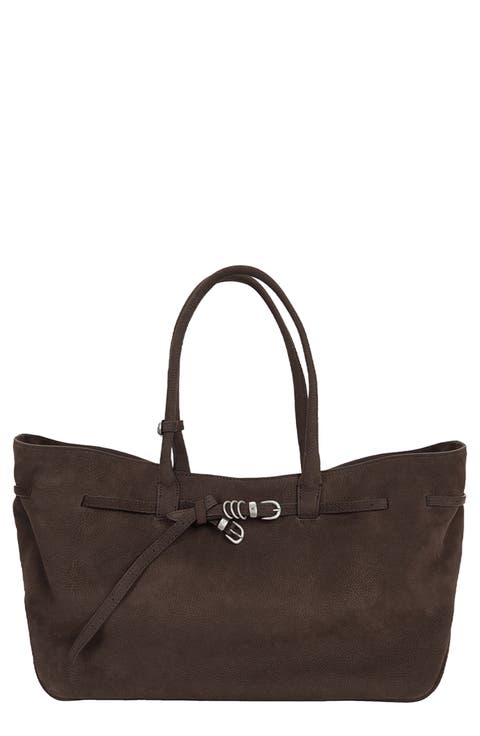 Grandma Large Buckle Suede Shoulder Bag
