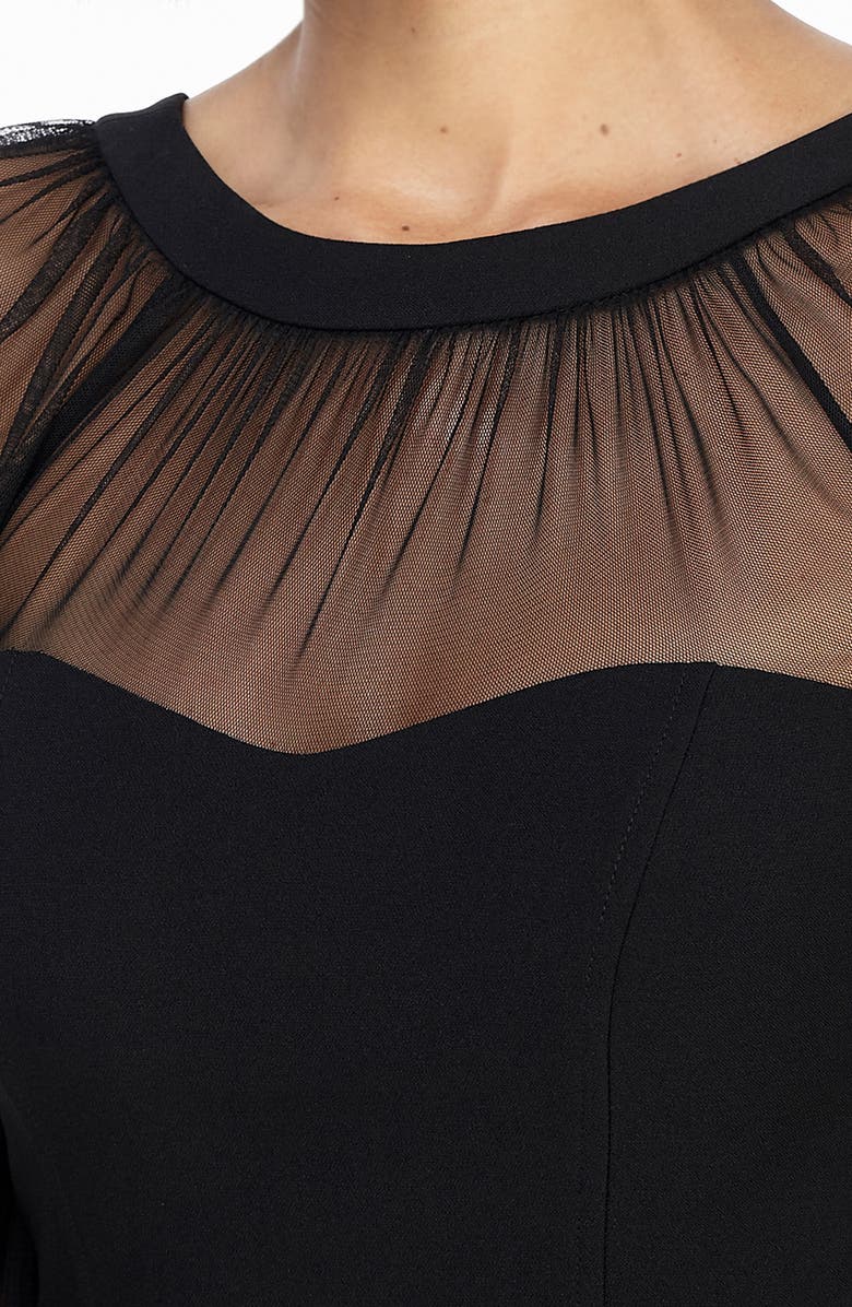 Maggy London Illusion Lace Long Sleeve Cocktail Dress, Alternate, color, Black