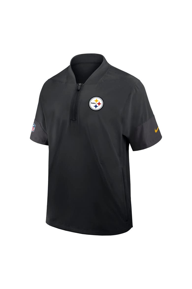 Men's Nike Black Pittsburgh Steelers Sideline Short Sleeve Quarter-Zip Performance Coach Jacket, Alternate, color, Black