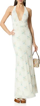 AFRM Anja Floral Print Halter Maxi Dress