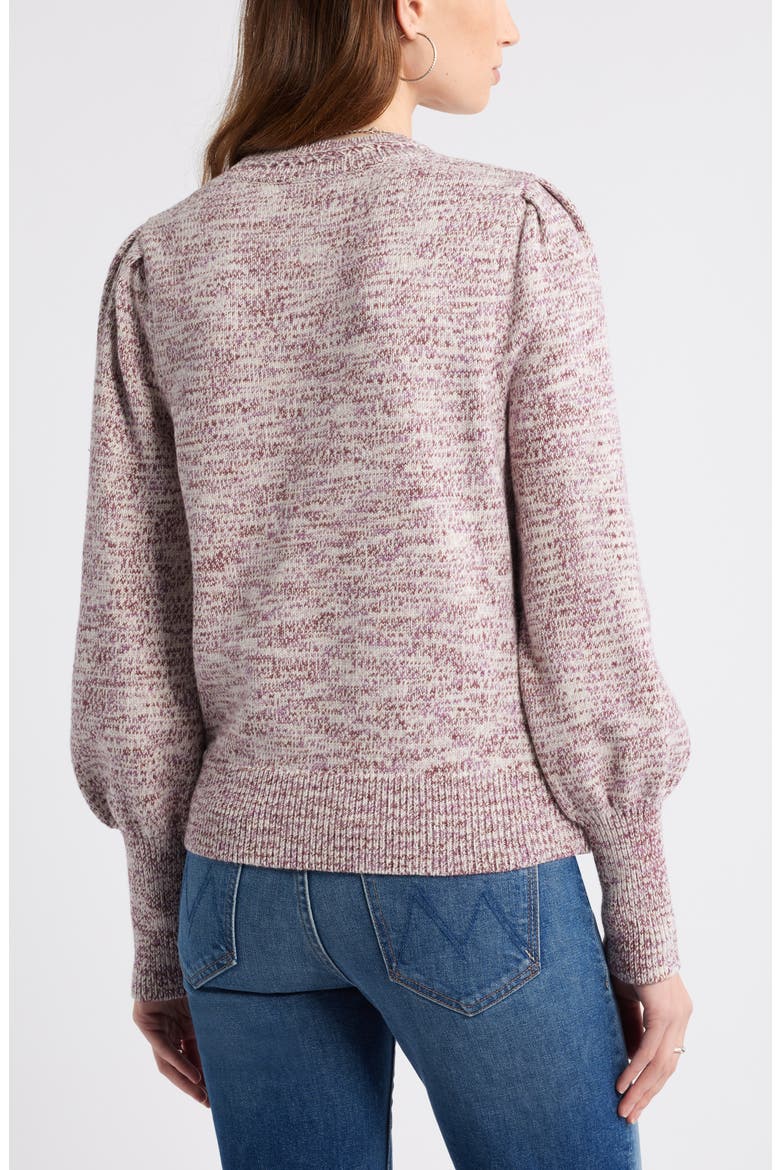 Marl Balloon Sleeve Crewneck Sweater, Alternate, color, RED GRAPE HEATHER