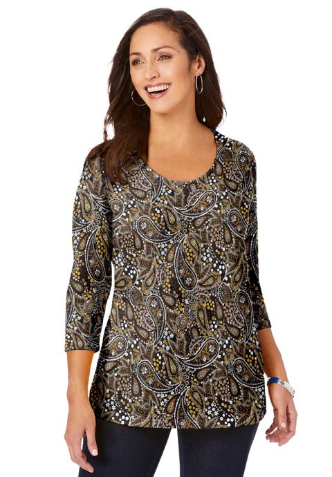 Stretch Cotton Scoop Neck Tee (Plus Available)