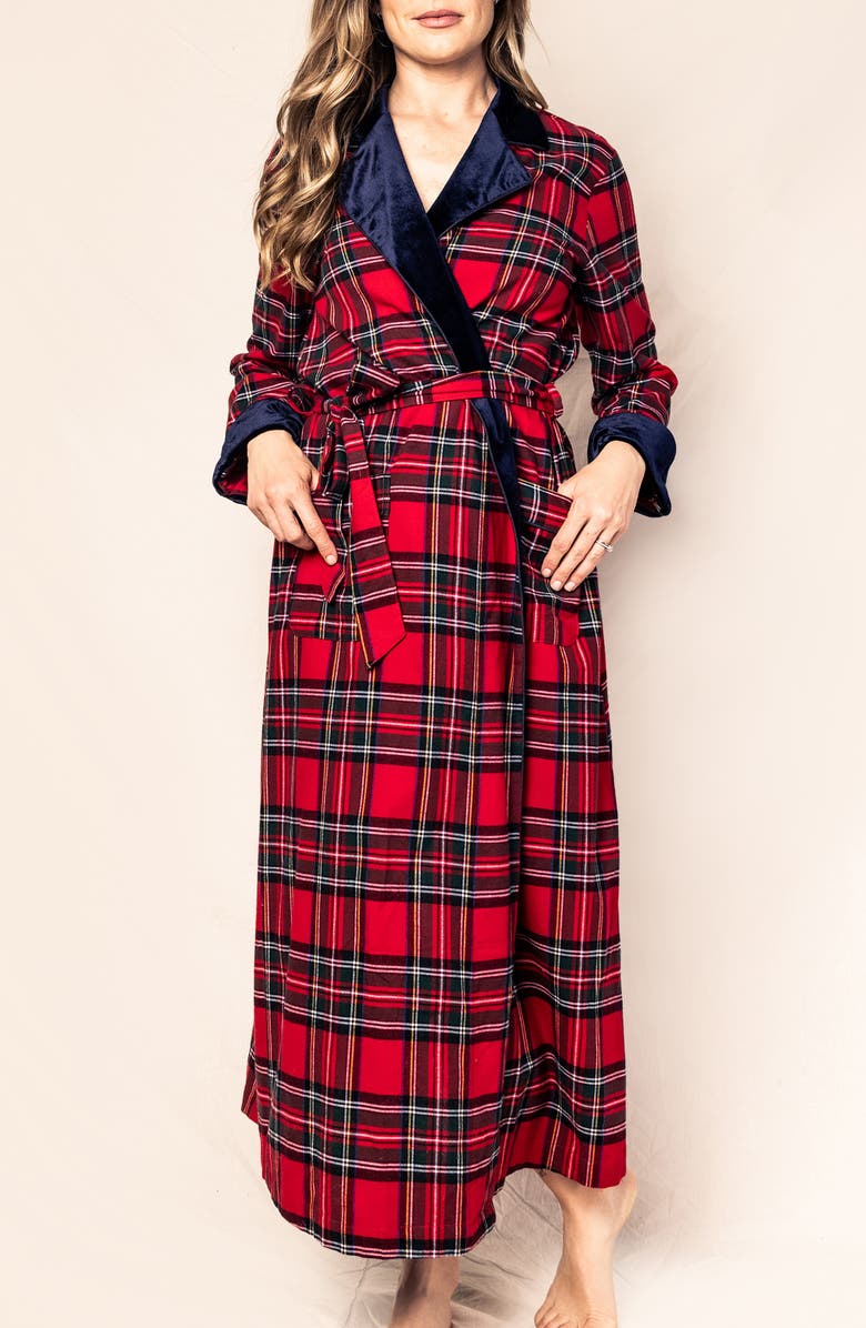 Petite Plume Imperial Tartan Robe, Main, color, Red