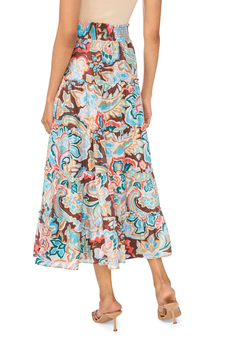 Printed Midi Skirt, Alternate, color, COCOA