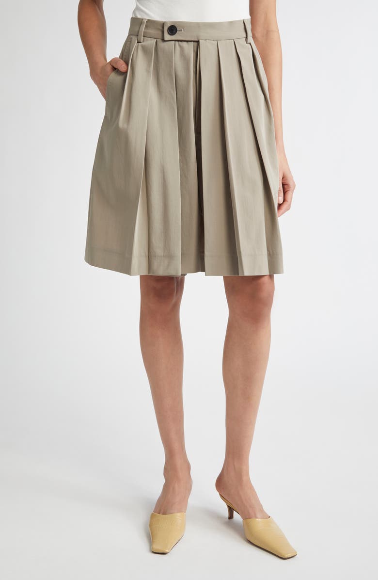 SETCHU Hakama Pleated Virgin Wool & Cotton Shorts, Main, color,