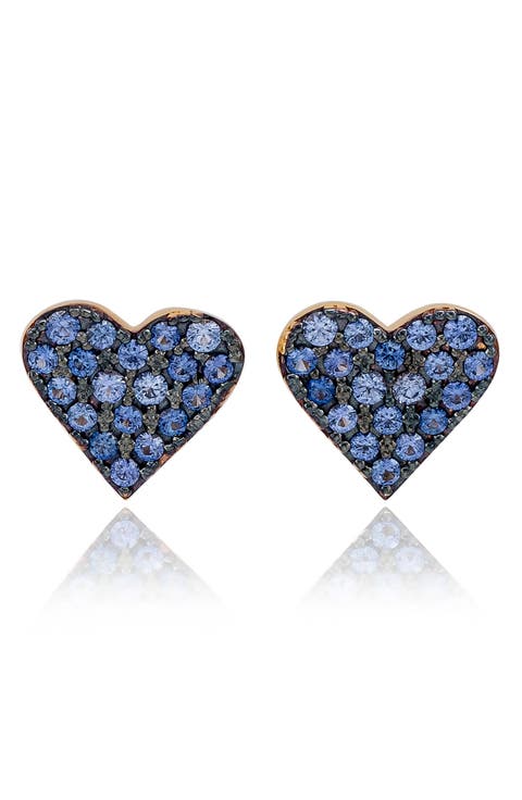 Pavé Cubic Zirconia Heart Stud Earrings