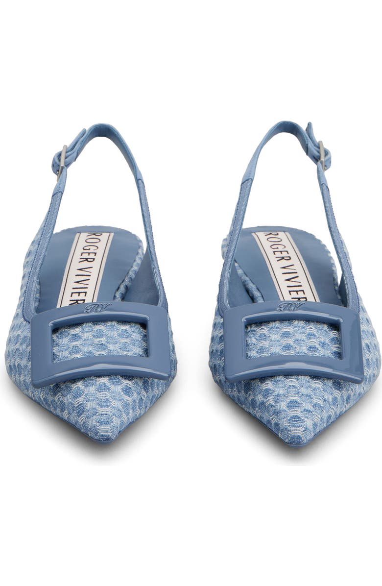 Roger Vivier Gommettine Bordo Jacquard Slingback Flat, Alternate, color, Cielo Scuro