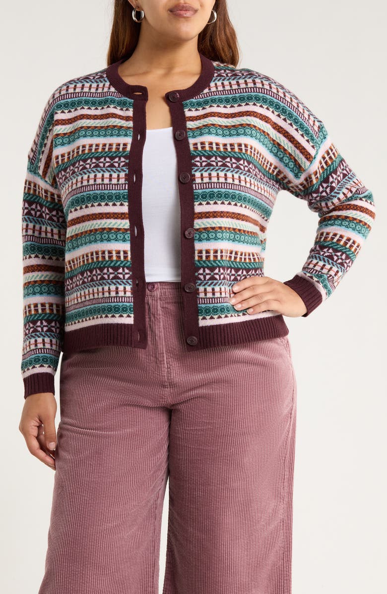 Seasalt Cornwall Copperhouse Fair Isle Lambswool Blend Cardigan, Main, color, Float Sardine Multi