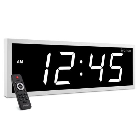 Digital Wall Clock, Big LED Display, Timer, Alarms, Auto Brightness, Remote
