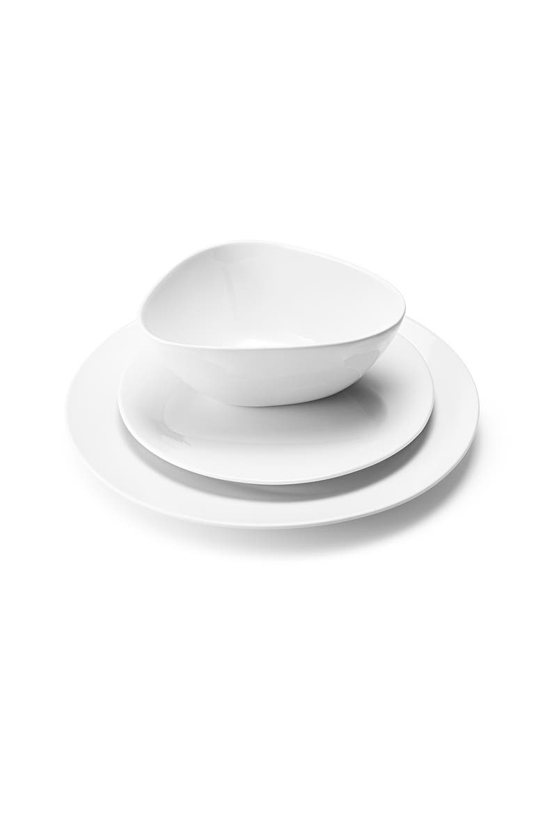 Sky 3-Piece Porcelain Dinnerware Set, Main, color, WHITE