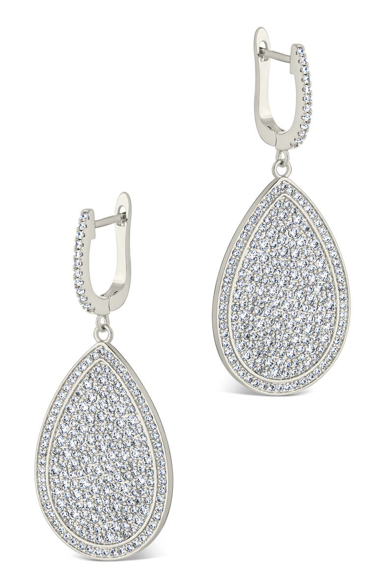 Sterling Forever Selma Cubic Zirconia Teardrop Earrings, Alternate, color, Silver
