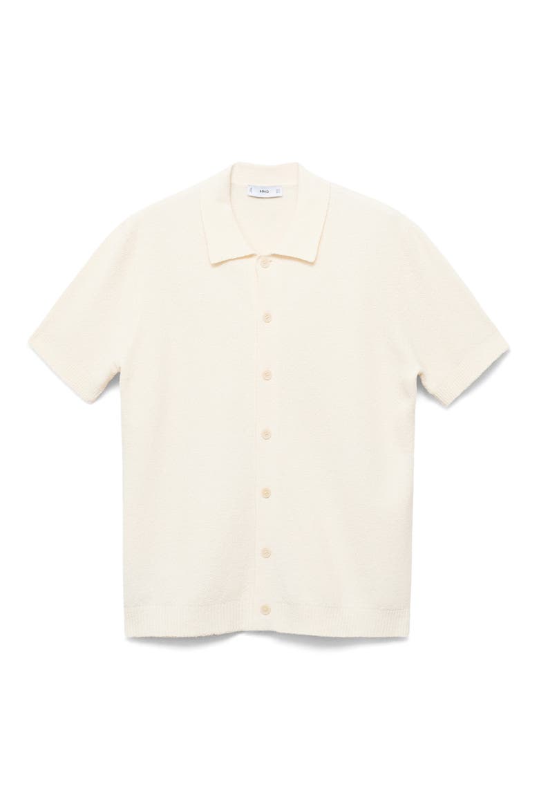 Short Sleeve Knit Button-Up Shirt, Alternate, color, IVORY WHITE