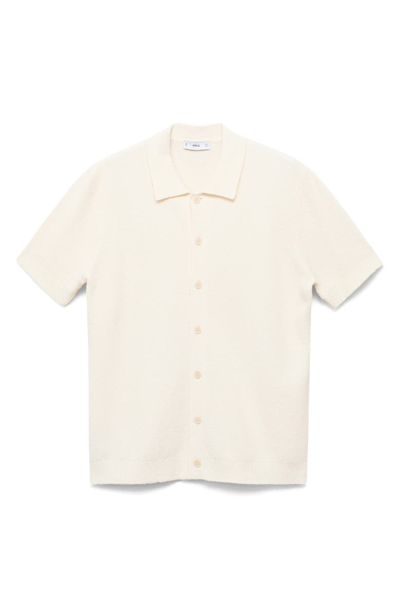 MANGO Short Sleeve Knit Button-Up Shirt, Alternate, color,
