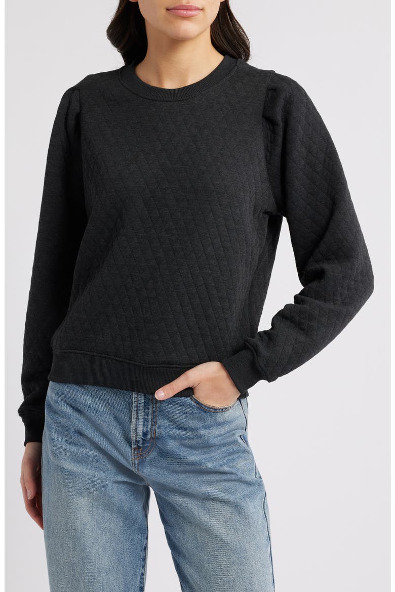 Corbet Quilted Sweatshirt, Main, color, CHARCOAL