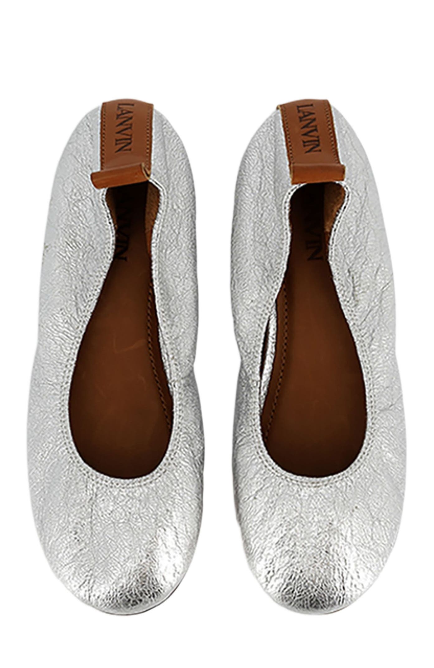 Lanvin Leather Ballet Pumps, Alternate, color, Silver