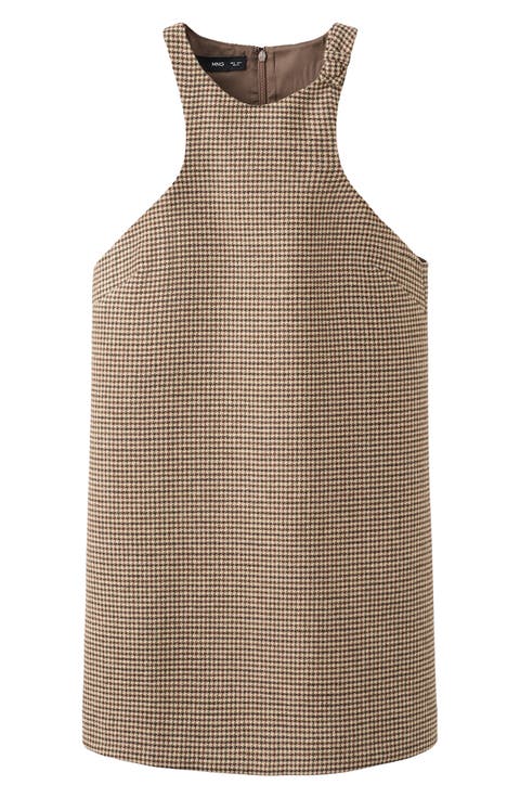 Gina Knot Detail Houndstooth Microcheck Dress