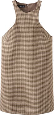 MANGO Gina Knot Detail Houndstooth Microcheck Dress
