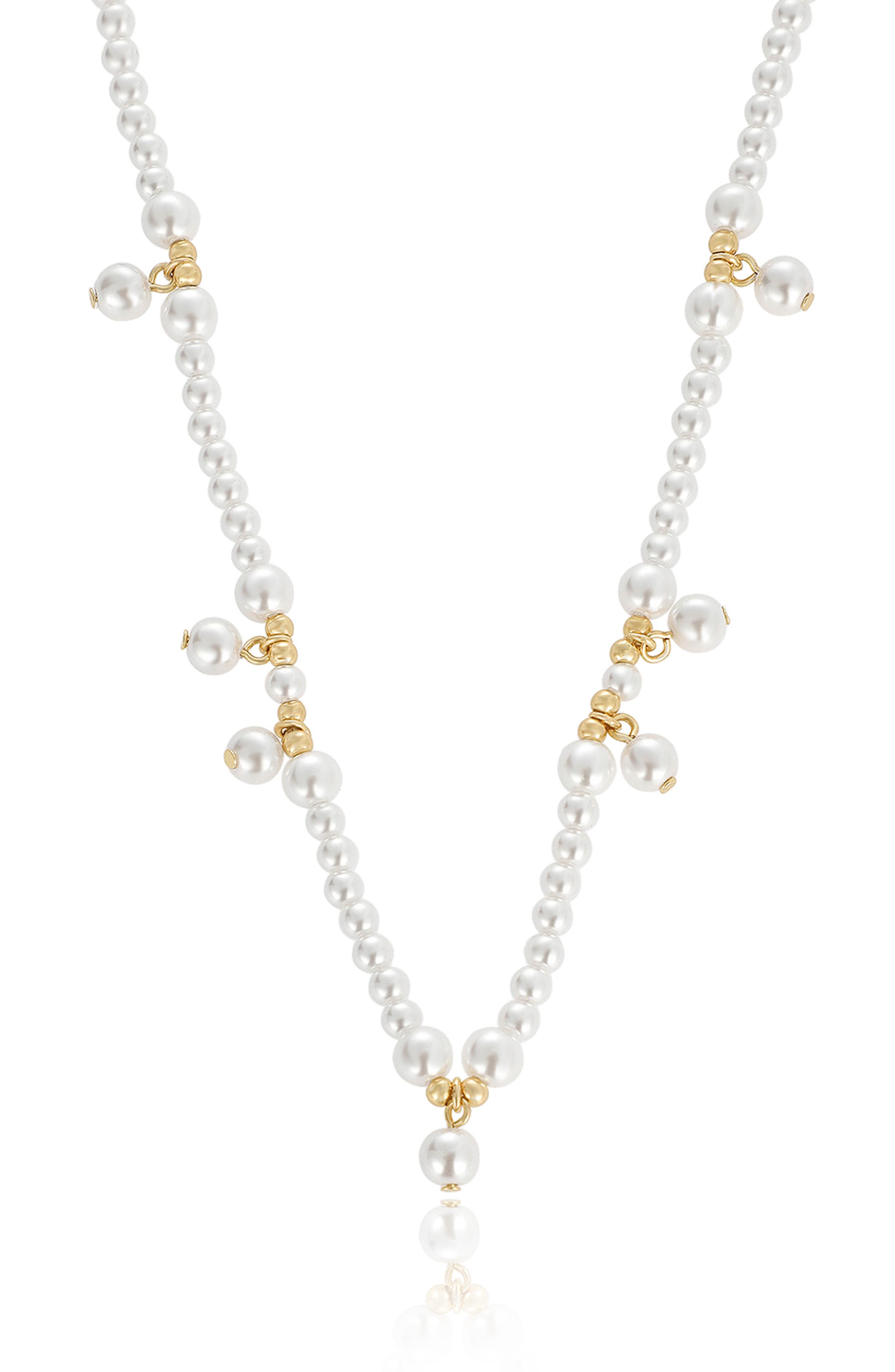 Ettika Faux Pearl Beaded Charm Necklace