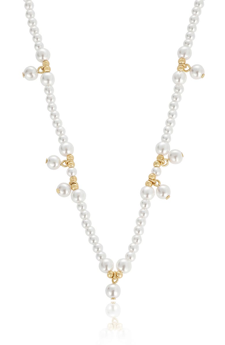 Ettika Faux Pearl Beaded Charm Necklace, Main, color, Gold