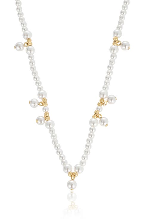Faux Pearl Beaded Charm Necklace