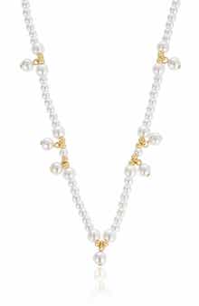 Ettika Faux Pearl Beaded Charm Necklace