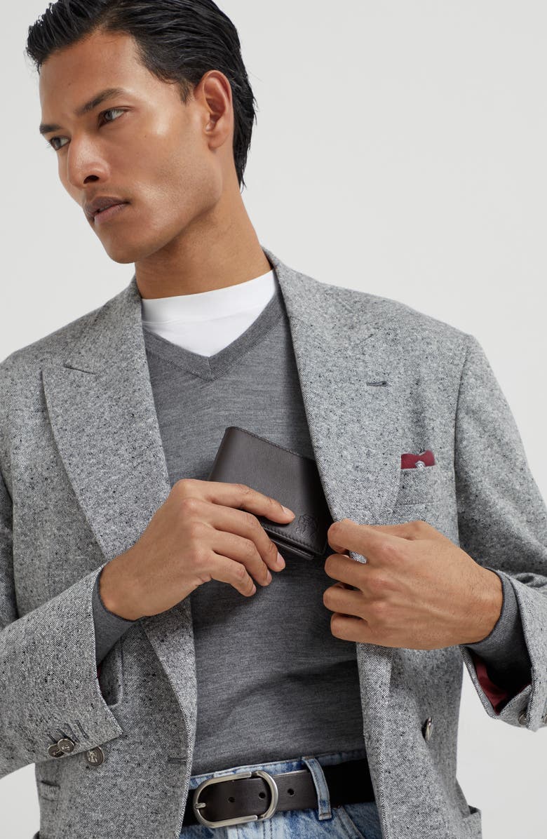 Brunello Cucinelli Calfskin wallet, Alternate, color, Rust Brown