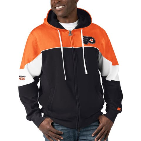 Men's Starter  Black/Orange Philadelphia Flyers Power Forward Full-Zip Hoodie