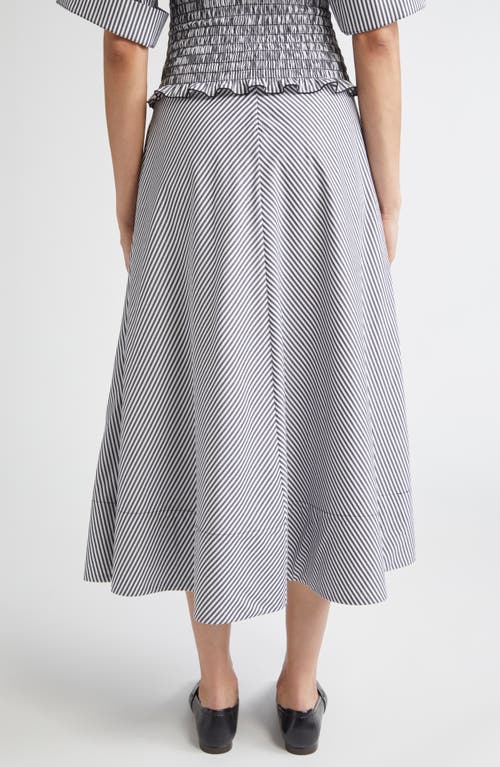 Brandon Maxwell The Harte Stripe Smocked Button-up Shirt In Gray