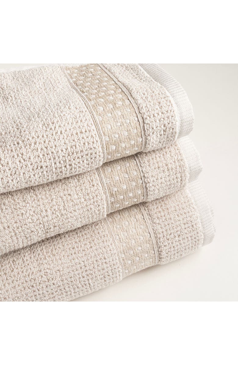 Zsa Zsa Zsu Viseu Tight Jacquard Bordered 100% Cotton Towel 3 Pcs Set, Alternate, color, Beige