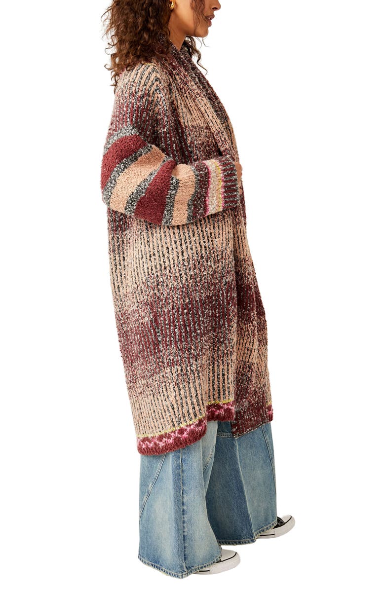 Free People Found My BFF Stripe Longline Cardigan, Alternate, color, 