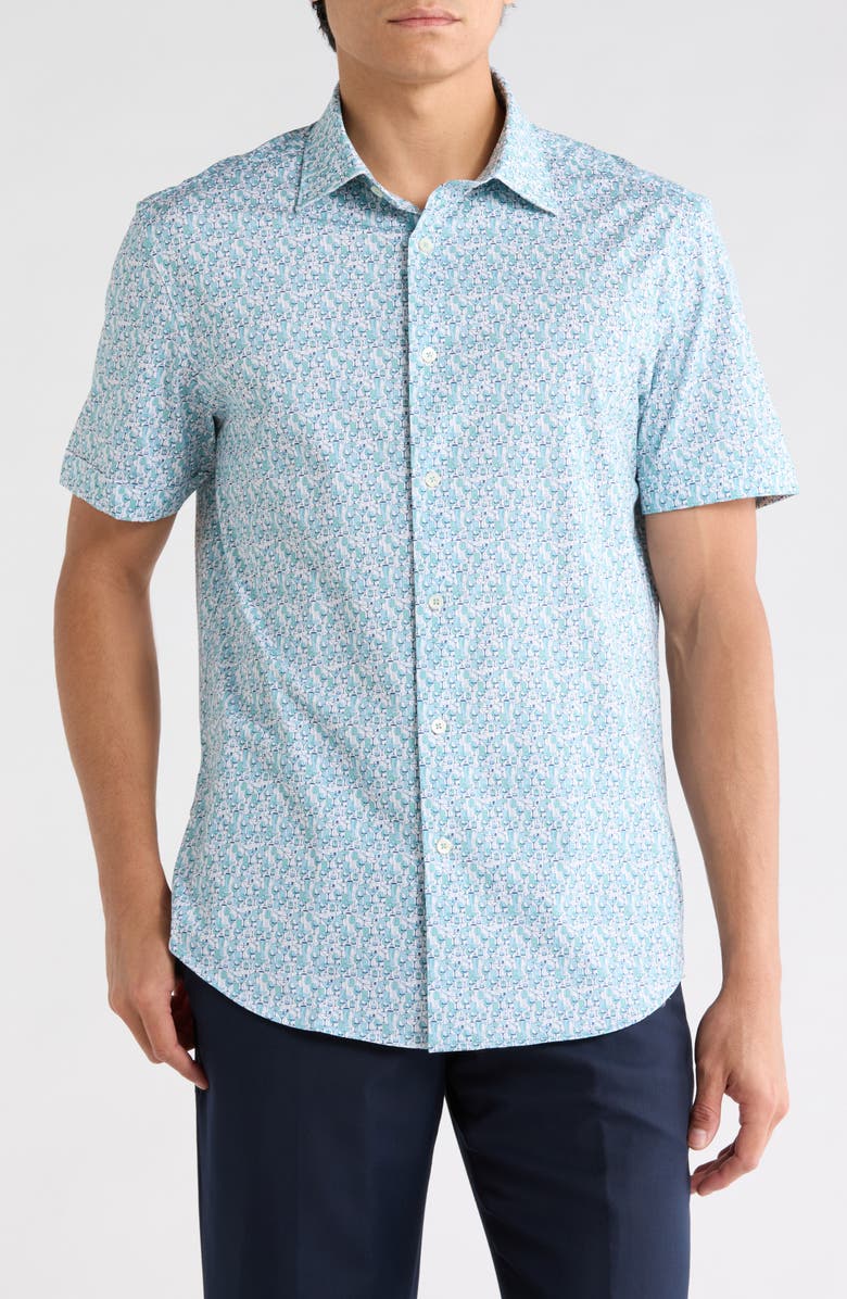 Bugatchi Short Sleeve Woven Shirt, Main, color, Mint