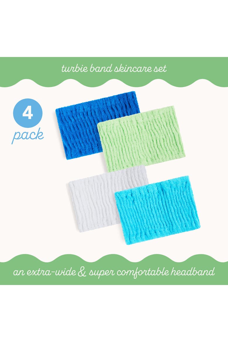 4 Pack Turbie Band, Extra Wide Spa Cotton Headbands, Alternate, color, Ocean Breeze