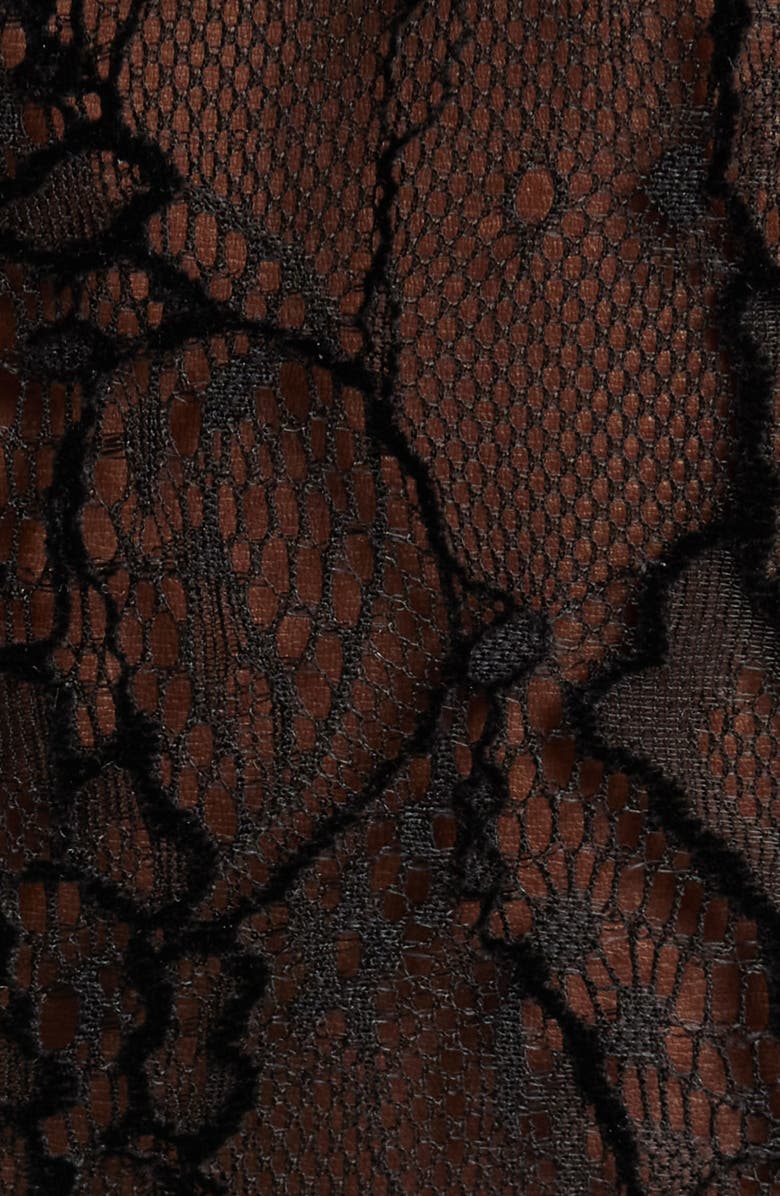 Good American Sheer Lace Long Sleeve Stretch Gown, Alternate, color, 