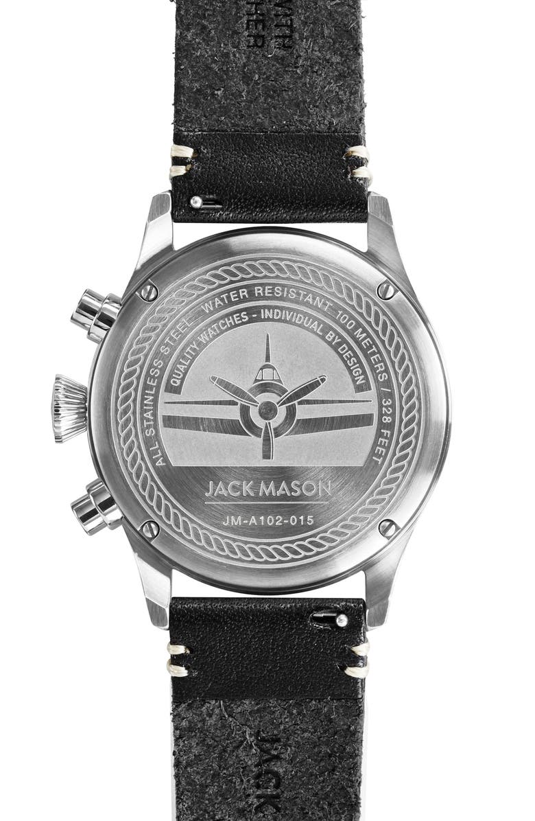 Jack Mason Chronograph Leather Strap Watch, 42mm, Alternate, color, 
