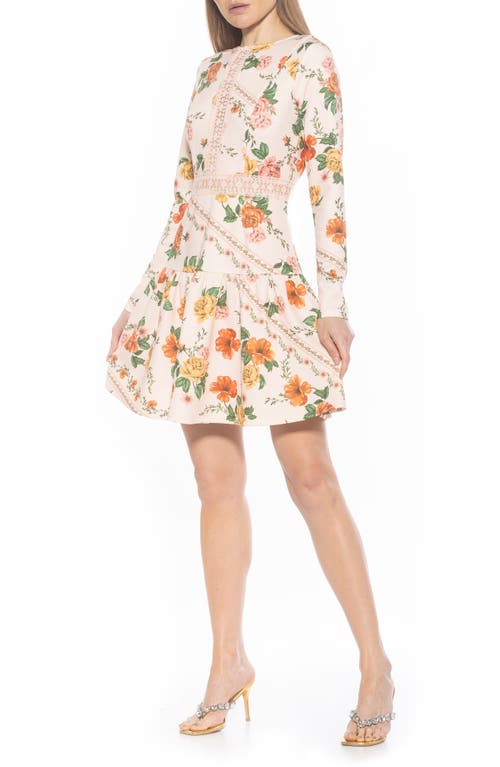 Alexia Admor Alexa Floral Long Sleeve Fit & Flare Dress In Beige Floral
