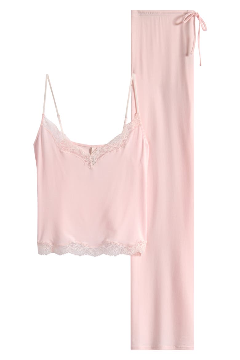 Lace Trim Pajamas, Main, color, BARELY PINK