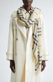 Burberry Check Lightweight Wool Scarf