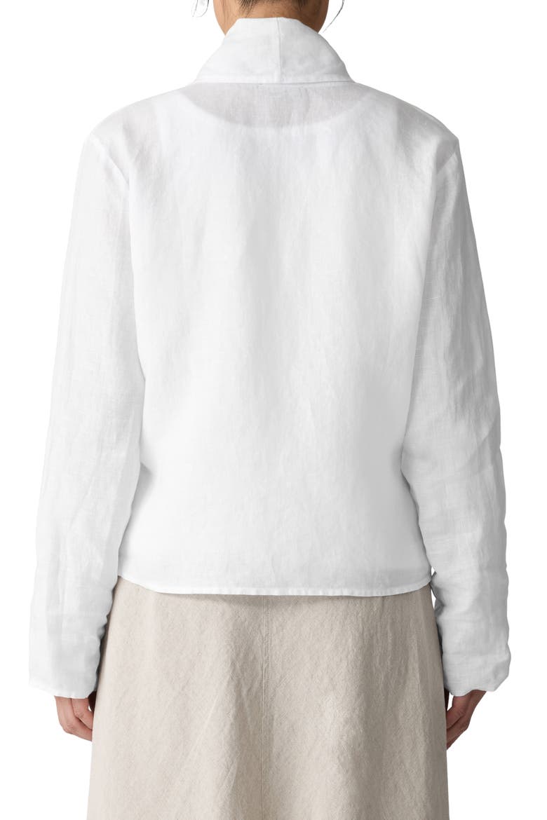 Shawl Collar Open Front Organic Linen Jacket, Alternate, color, WHITE
