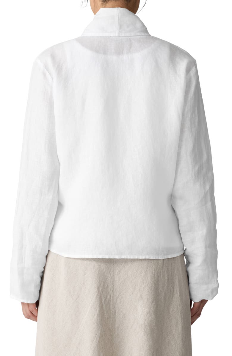 Eileen Fisher Shawl Collar Open Front Organic Linen Jacket, Alternate, color, White