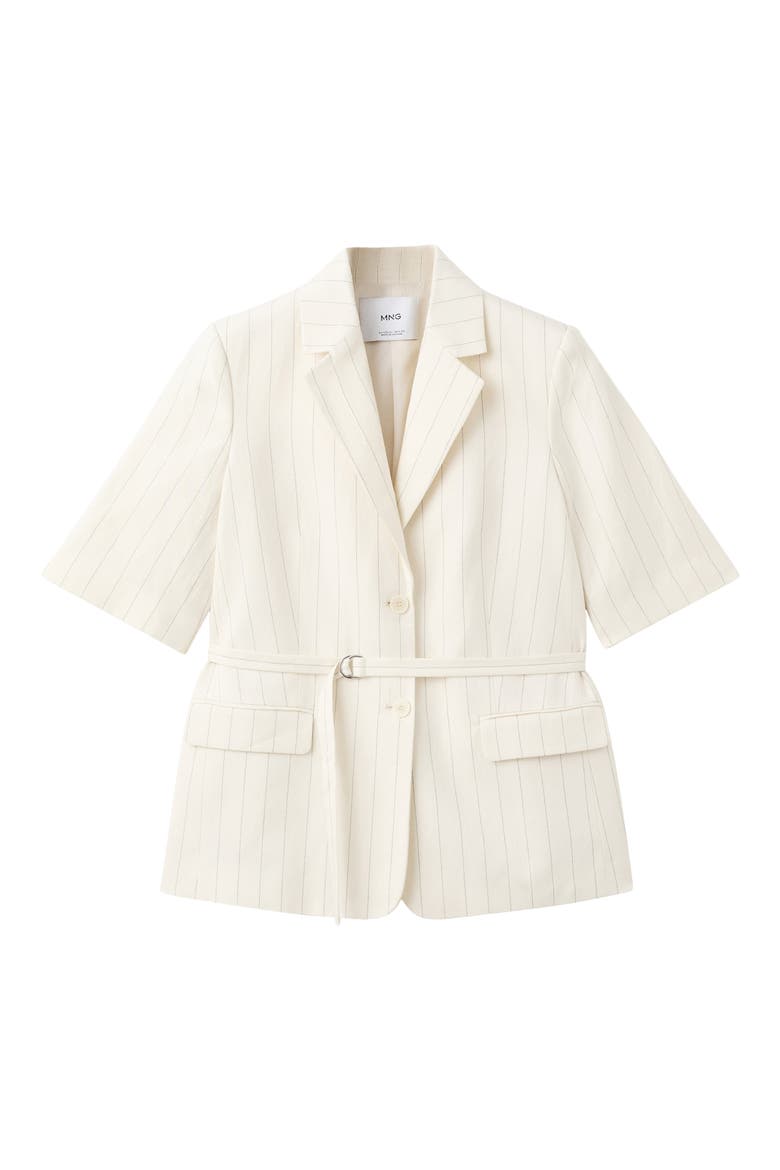 Argelia Belted Short Sleeve Blazer, Alternate, color, LIGHT BEIGE