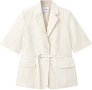 MANGO Argelia Belted Short Sleeve Blazer