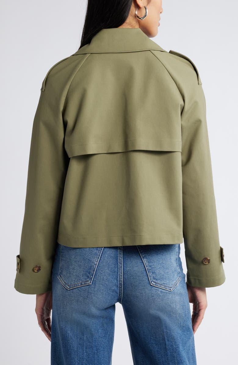 Nordstrom Crop Stretch Cotton Trench Coat, Alternate, color, Olive Burnt