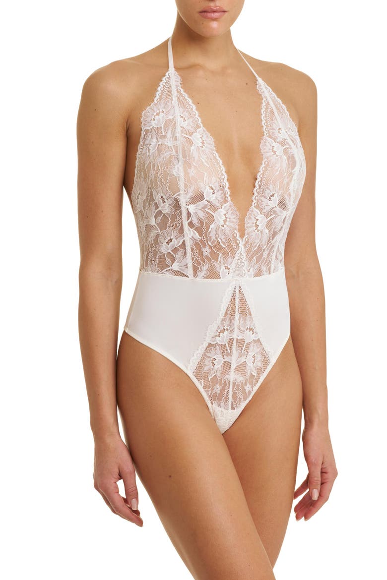 Fleur Lace Teddy, Alternate, color, Frosted Pearl