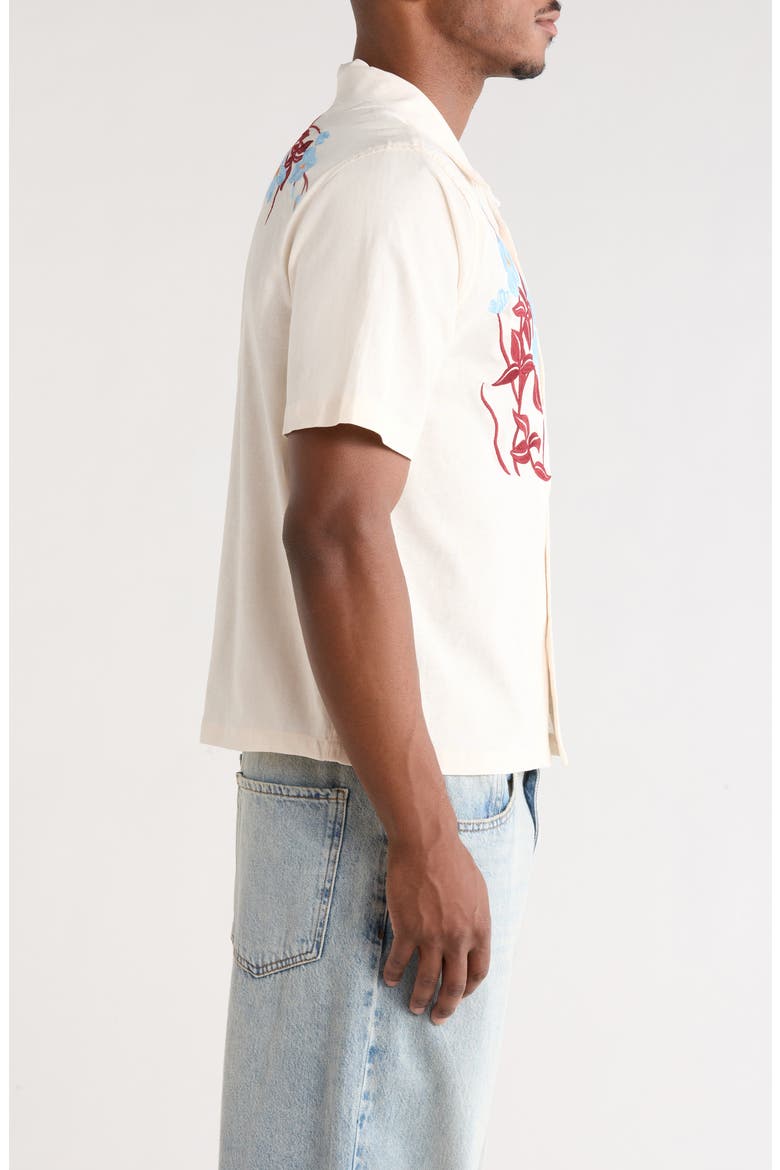 Jasmine Floral Embroidered Cotton & Linen Camp Shirt, Alternate, color, CREAM