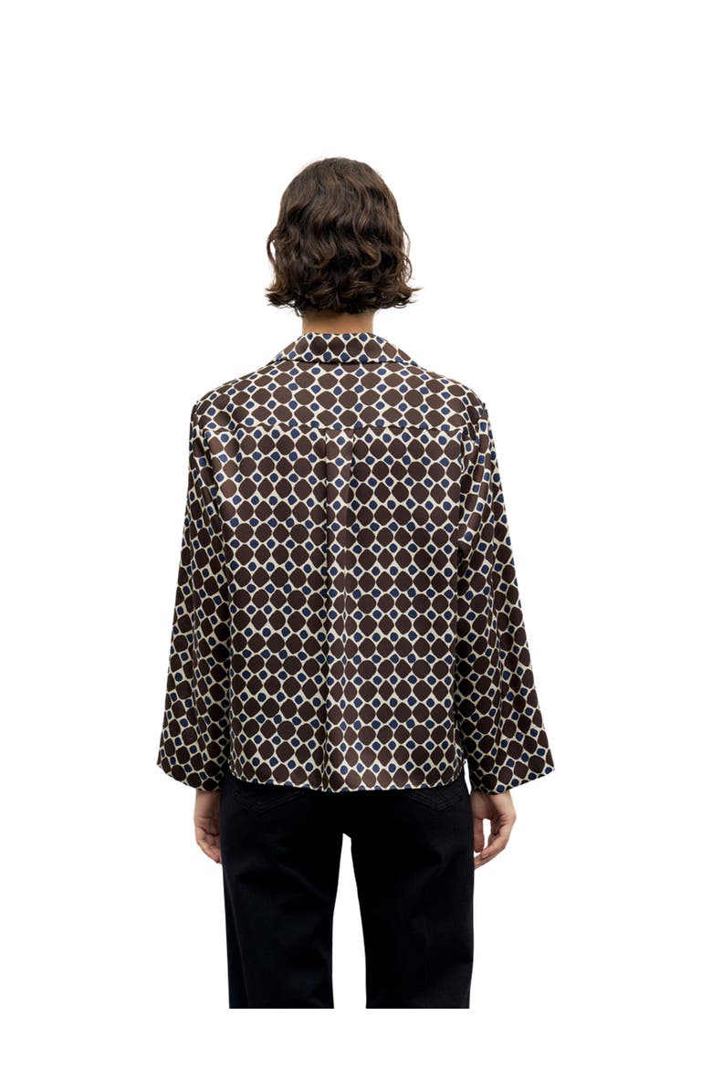 Lorra Geometric Collared Top, Alternate, color, Brown