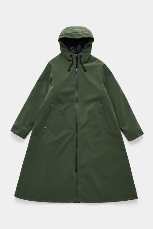 Stutterheim Mosebacke Long Matte Winter Coat In Green