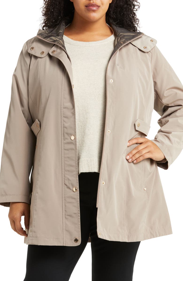 Gallery Water Resistant Rain Jacket, Main, color, Taupe